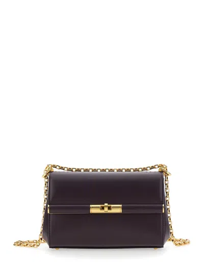 Dolce & Gabbana Women Aubergine Leather Mini Marlene Shoulder Bag In Purple