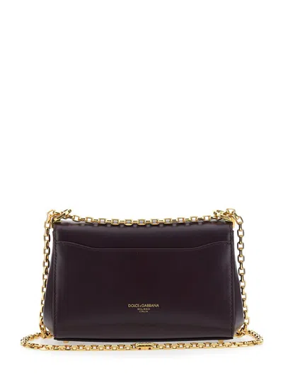 Dolce & Gabbana Women Aubergine Leather Mini Marlene Shoulder Bag In Purple