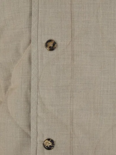 Jw Anderson Beige Crewneck Jacket With Quilted Design On The Front And Logo Embroidery On The Rear In Fabric Man In Multi