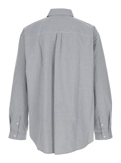 Erl Beige Shirt With Logo Embroidery On The Front And All-over Check Motif In Cotton Man In Gray