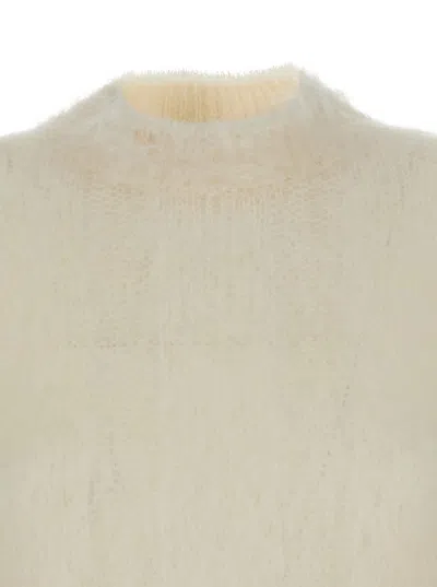 Brunello Cucinelli White Sweater With Stand-up Collar In Cashmere And Silk Blend Woman In Brown