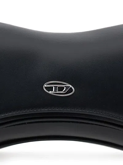 Diesel Curved Silhouette Clutch With Adjustable Strap In Black