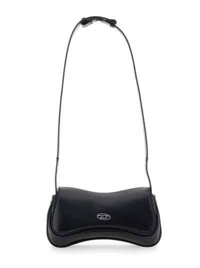 Diesel Curved Silhouette Clutch With Adjustable Strap In Black