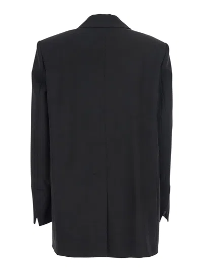 Pinko Kamut Black Single-breasted Jacket With Peak Revers In Viscose Blend Stretch Woman In Black