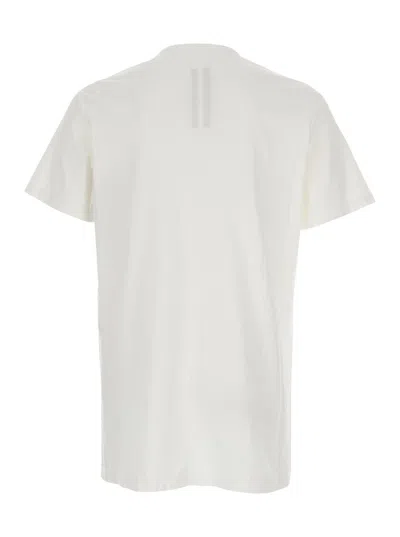 Rick Owens Drkshdw White Crewneck T-shirt With Logo Print On The Front In Cotton Man In White