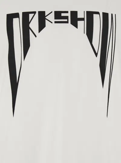 Rick Owens Drkshdw White Crewneck T-shirt With Logo Print On The Front In Cotton Man In White