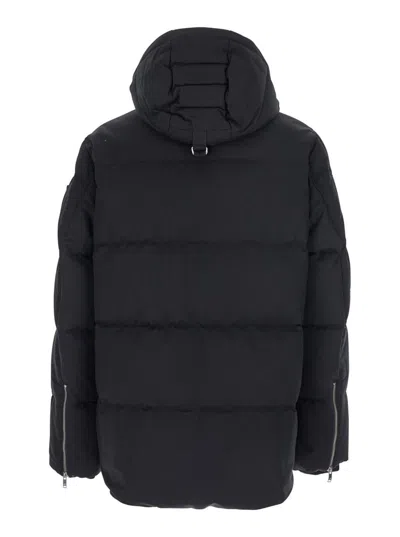 Moose Knuckles Forrestville Black Down Jacket With Fixed Hood And Logo Patch On The Sleeve In Cotton Blend Man In Black