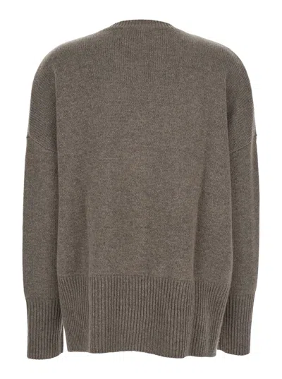Lisa Yang Mila Grey Sweater With Ribbed Trim In Cashmere Woman In Green