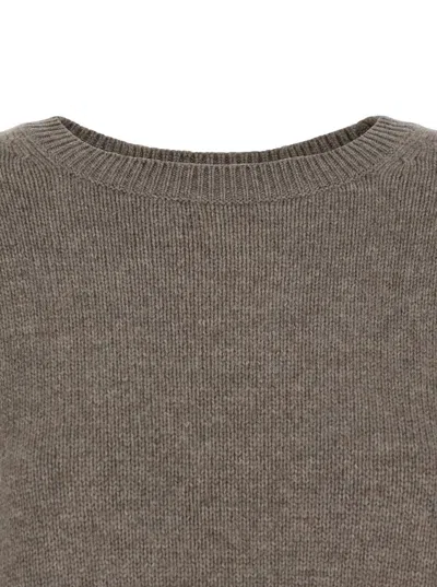 Lisa Yang Mila Grey Sweater With Ribbed Trim In Cashmere Woman In Green