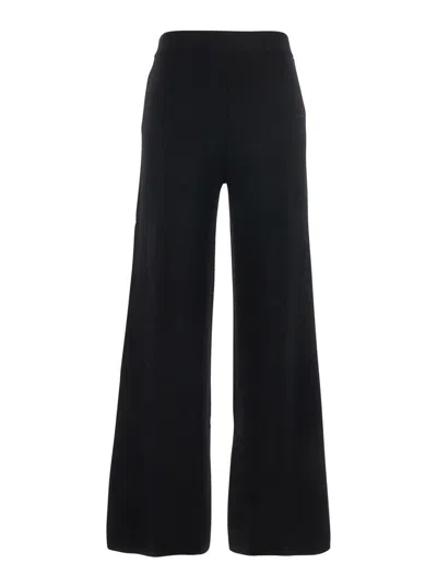 P.a.r.o.s.h Black Pants With High Elastic Waist In Wool And Cashmere Woman In Multi