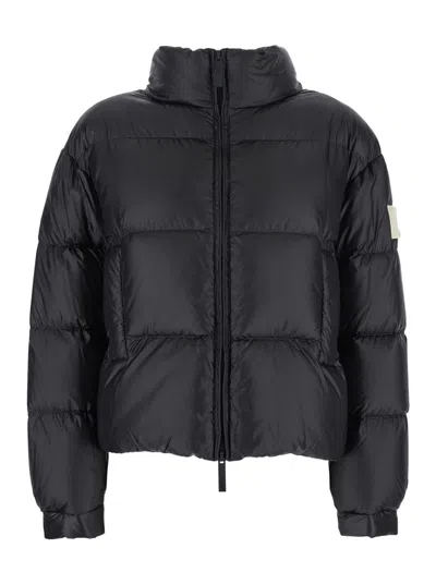 After Label Black Down Jacket With Logo Patch On The Sleeve In Tech Fabric Woman In Multi