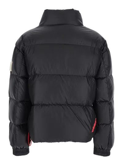 After Label Black Down Jacket With Logo Patch On The Sleeve In Tech Fabric Woman In Multi