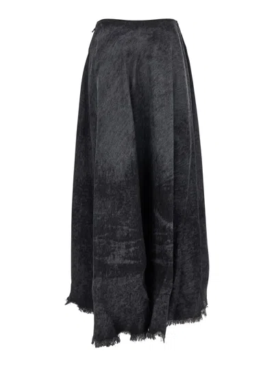 Diesel Full Skirt In Lasered Cotton-hemp Denim In Gray