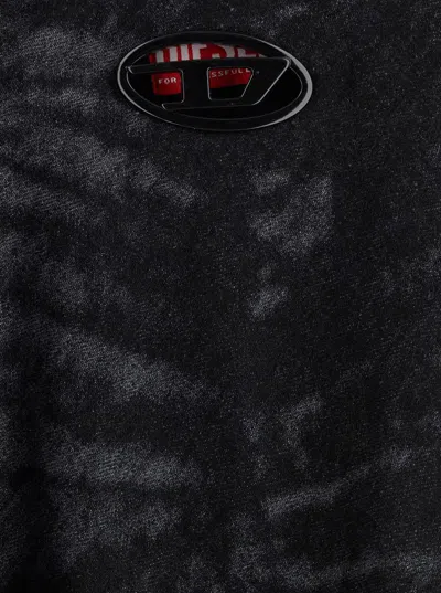 Diesel Full Skirt In Lasered Cotton-hemp Denim In Gray