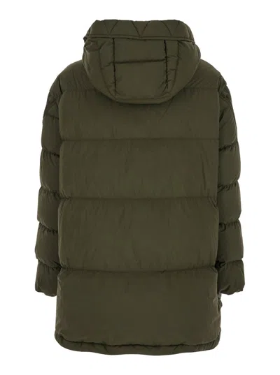 Herno Green Down Jacket With Quilted Design And Removable Hood In Tech Fabric Woman In Green