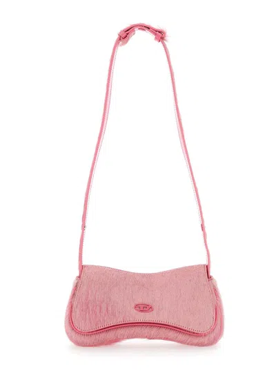 Diesel Play-clutch In Coloured Hairy Leather In Pink