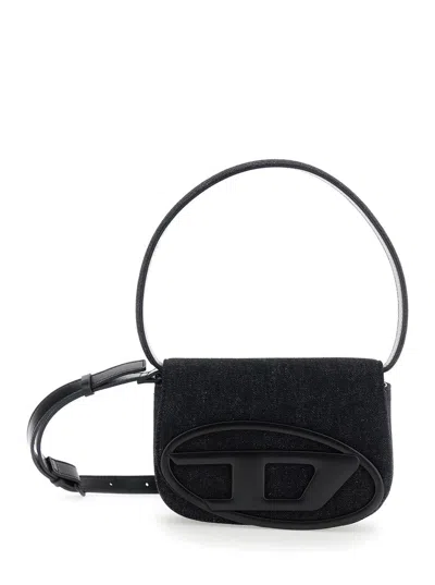 Diesel 1dr Shoulder Bag In Denim Color Black In Black