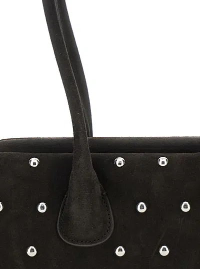 Osoi Boat Wide Mini Brown Shoulder Bag With Round Handles And Beaded Embellishment In Suede Woman In Brown