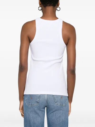 Pinko Tank Top With Rhinestones And Studs In White