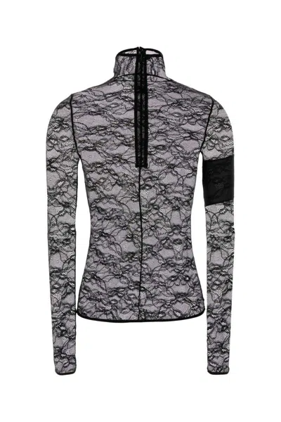 Courrèges Courreges Black Stretch Lace Top In Multi