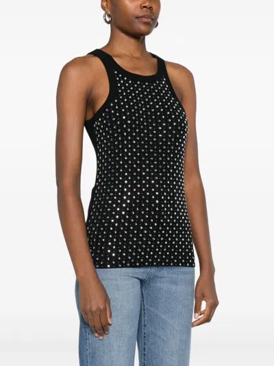 Pinko Fitted Sleeveless Top Featuring Stud Embellishments In Black
