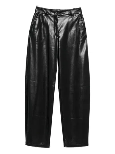 Pinko Leather-effect Trousers In Black