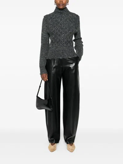 Pinko Leather-effect Trousers In Black