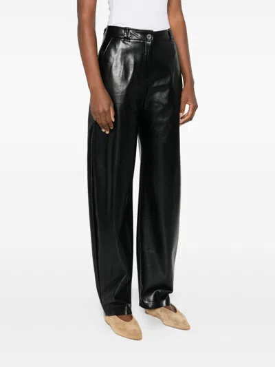 Pinko Leather-effect Trousers In Black