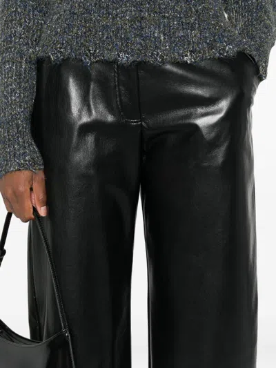 Pinko Leather-effect Trousers In Black
