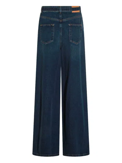 Twinset Wide-leg Trousers With Pockets And Loops In Blue