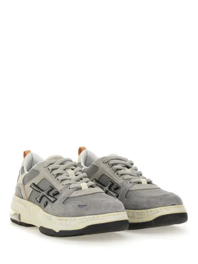 Premiata Low Top Sneakers Mesh Panels In Gray
