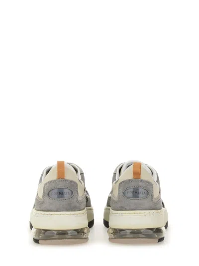 Premiata Low Top Sneakers Mesh Panels In Gray