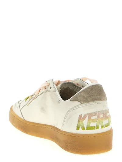 Golden Goose Ball Star Sneakers In Leather With Laminated Star And Suede Heel Tab Shoes In White
