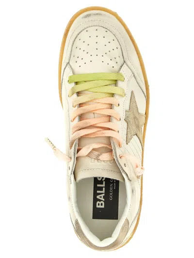 Golden Goose Ball Star Sneakers In Leather With Laminated Star And Suede Heel Tab Shoes In White
