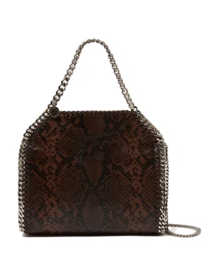 Stella Mccartney Folded Falabella Tote Bag With Snakeskin Effect In Brown