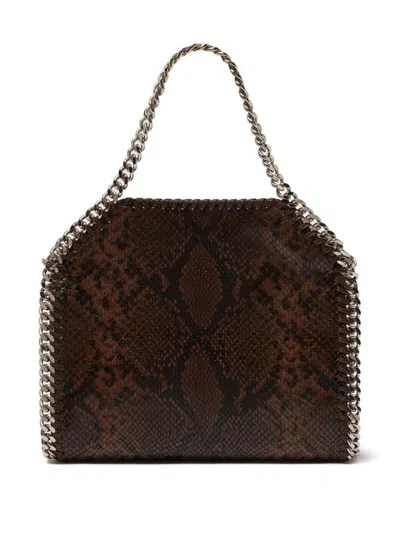 Stella Mccartney Folded Falabella Tote Bag With Snakeskin Effect In Brown