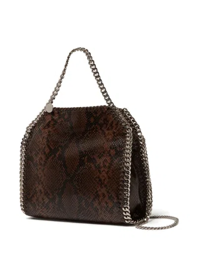 Stella Mccartney Folded Falabella Tote Bag With Snakeskin Effect In Brown