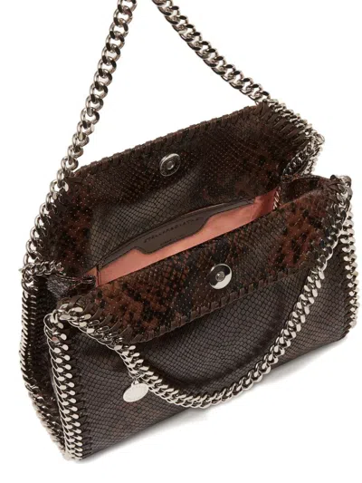 Stella Mccartney Folded Falabella Tote Bag With Snakeskin Effect In Brown