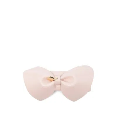 Ferragamo Bow-detail Leather Hair Clip In Pink