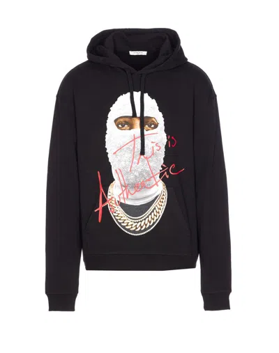 Ih Nom Uh Nit Hooded Sweater With Front Pocket And Print In Black
