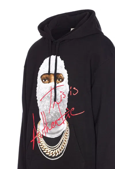 Ih Nom Uh Nit Hooded Sweater With Front Pocket And Print In Black