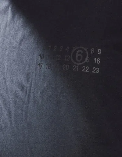 Mm6 Maison Margiela Mm6 By Maison Margiela Gradient Effect Black T-shirt With Subtle Graphic Print In Blue