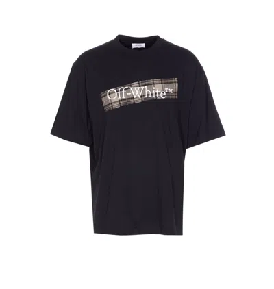 Off-white Black Crewneck T-shirt With Logo Lettering On The Front And Maxi Diagonal Motif On The Rear In Cotto In Black