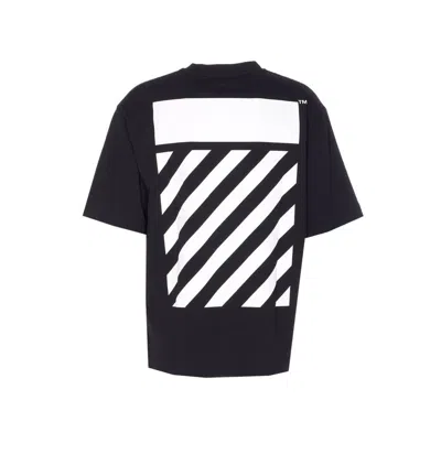 Off-white Black Crewneck T-shirt With Logo Lettering On The Front And Maxi Diagonal Motif On The Rear In Cotto In Black