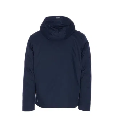 Woolrich Hooded Padded Jacket With Side And Zip Pockets In Blue