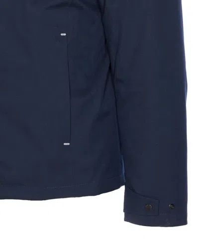 Woolrich Hooded Padded Jacket With Side And Zip Pockets In Blue