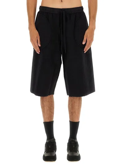 Mm6 Maison Margiela Knee-length Shorts Featuring Elastic Waistband In Black