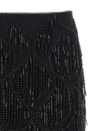 Rotate Birger Christensen Mini Skirt With Abstract Sequin And Bead Embellishments In Black