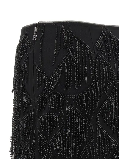 Rotate Birger Christensen Mini Skirt With Abstract Sequin And Bead Embellishments In Black