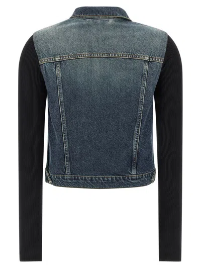 Coperni Hybrid Denim And Knit Jacket In Blue